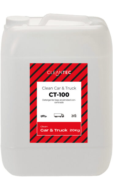 CLEAN CAR & TRUCK CT-100 es un detergente concentrado de baja alcalinidad, diseñado para la limpieza eficaz de vehículos sin dañar las superficies delicadas. Su fórmula equilibrada y segura lo hace ideal para el lavado frecuente de carrocerías, cristales, plásticos y metales pintados, incluso en vehículos con acabados sensibles. Ofrece un excelente poder desengrasante, respetando al mismo tiempo los materiales tratados. Puede aplicarse con máquina de presión, espuma o manualmente. Especialmente recomendado para flotas de vehículos, concesionarios, talleres y servicios de lavado profesional. Venta exclusiva para profesionales. Producto de uso profesional, no apto para uso doméstico.