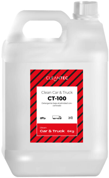 CLEAN CAR & TRUCK CT-100 es un detergente concentrado de baja alcalinidad, diseñado para la limpieza eficaz de vehículos sin dañar las superficies delicadas. Su fórmula equilibrada y segura lo hace ideal para el lavado frecuente de carrocerías, cristales, plásticos y metales pintados, incluso en vehículos con acabados sensibles. Ofrece un excelente poder desengrasante, respetando al mismo tiempo los materiales tratados. Puede aplicarse con máquina de presión, espuma o manualmente. Especialmente recomendado para flotas de vehículos, concesionarios, talleres y servicios de lavado profesional. Venta exclusiva para profesionales. Producto de uso profesional, no apto para uso doméstico.