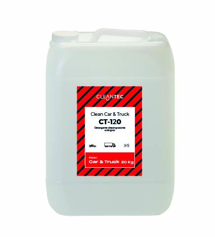 CLEAN CAR & TRUCK CT-120 es un detergente desengrasante líquido enérgico, especialmente formulado para la limpieza intensiva de vehículos industriales, maquinaria pesada y superficies sometidas a altos niveles de suciedad. Su fórmula concentrada y potente elimina con facilidad grasas, aceites, carbonillas y restos de combustibles, dejando las superficies completamente libres de residuos. Puede aplicarse con equipos de presión, espuma o cepillado manual, según las necesidades del entorno. Ideal para talleres, flotas de transporte, obras y mantenimiento industrial. Venta exclusiva para profesionales. Producto de uso profesional, no apto para uso doméstico.