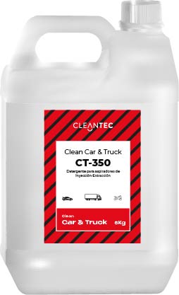 CLEAN CAR&TRUCK CT-350 es un limpiador profesional especialmente formulado para equipos de inyección-extracción. Diseñado para una limpieza profunda de tapicerías, moquetas y superficies textiles, actúa eficazmente disolviendo suciedad incrustada, manchas difíciles y residuos orgánicos. Su fórmula concentrada permite una limpieza eficiente con un secado rápido, ideal para vehículos, autobuses, trenes y espacios de uso intensivo. Garantiza resultados visibles desde la primera aplicación. Venta exclusiva para profesionales. Producto de uso profesional, no apto para uso doméstico.