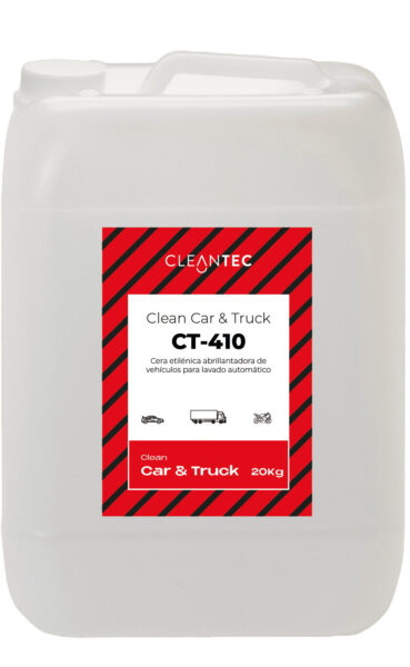 CLEAN CAR&TRUCK CT-410 es una cera etilénica de alto rendimiento, desarrollada para su aplicación en túneles de lavado automático. Proporciona un efecto abrillantador inmediato, realzando el color y el brillo de la carrocería mientras crea una capa protectora que facilita el secado y repele el agua. Compatible con sistemas automáticos de dosificación, su fórmula asegura un acabado uniforme, sin velos ni residuos. Ideal para estaciones de servicio, centros de lavado y concesionarios. Venta exclusiva para profesionales. Producto de uso profesional, no apto para uso doméstico.