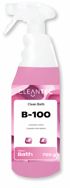 CLEAN BATH B-100 es un limpiador antical de uso profesional, diseñado para la limpieza diaria de baños, mamparas, griferías y otras superficies expuestas a la humedad y acumulación de cal. Su fórmula especializada actúa de forma rápida y eficaz, eliminando restos de cal y jabón sin dañar los materiales tratados. Ideal para mantener los espacios brillantes, limpios y libres de marcas. Aporta un acabado reluciente y fresco, adecuado para entornos exigentes que requieren una higiene constante. Venta exclusiva para profesionales. Producto de uso profesional, no apto para uso doméstico.