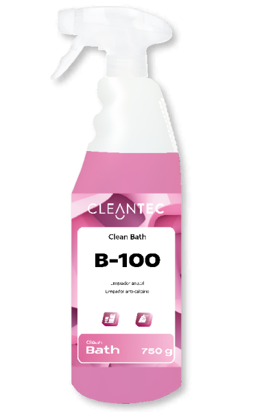 CLEAN BATH B-100 es un limpiador antical de uso profesional, diseñado para la limpieza diaria de baños, mamparas, griferías y otras superficies expuestas a la humedad y acumulación de cal. Su fórmula especializada actúa de forma rápida y eficaz, eliminando restos de cal y jabón sin dañar los materiales tratados. Ideal para mantener los espacios brillantes, limpios y libres de marcas. Aporta un acabado reluciente y fresco, adecuado para entornos exigentes que requieren una higiene constante. Venta exclusiva para profesionales. Producto de uso profesional, no apto para uso doméstico.