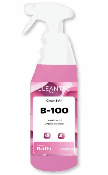 CLEAN BATH B-100 es un limpiador antical de uso profesional, diseñado para la limpieza diaria de baños, mamparas, griferías y otras superficies expuestas a la humedad y acumulación de cal. Su fórmula especializada actúa de forma rápida y eficaz, eliminando restos de cal y jabón sin dañar los materiales tratados. Ideal para mantener los espacios brillantes, limpios y libres de marcas. Aporta un acabado reluciente y fresco, adecuado para entornos exigentes que requieren una higiene constante. Venta exclusiva para profesionales. Producto de uso profesional, no apto para uso doméstico.