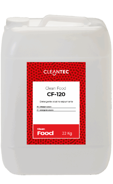 CLEAN FOOD CF-120 SHIELD es un detergente alcalino de alto poder desengrasante y desinfectante, formulado especialmente para la industria alimentaria. Su acción 3 en 1 permite limpiar, desengrasar y desinfectar en una sola aplicación, eliminando eficazmente residuos orgánicos, grasas animales y bacterias en superficies de contacto alimentario. Ideal para cocinas industriales, obradores, líneas de producción y cámaras frigoríficas. Compatible con planes APPCC y protocolos de higiene estrictos. Venta exclusiva para profesionales. Producto de uso profesional, no apto para uso doméstico.