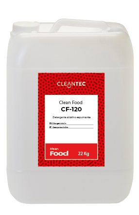 CLEAN FOOD CF-120 SHIELD es un detergente alcalino de alto poder desengrasante y desinfectante, formulado especialmente para la industria alimentaria. Su acción 3 en 1 permite limpiar, desengrasar y desinfectar en una sola aplicación, eliminando eficazmente residuos orgánicos, grasas animales y bacterias en superficies de contacto alimentario. Ideal para cocinas industriales, obradores, líneas de producción y cámaras frigoríficas. Compatible con planes APPCC y protocolos de higiene estrictos. Venta exclusiva para profesionales. Producto de uso profesional, no apto para uso doméstico.