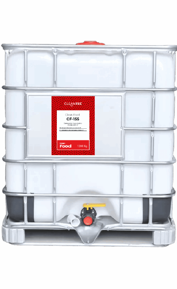 CLEAN FOOD CF-155 es un detergente muy alcalino de alto rendimiento, diseñado específicamente para sistemas de limpieza CIP (Cleaning In Place) en la industria alimentaria. Su potente fórmula elimina eficazmente grasas, proteínas y residuos orgánicos incrustados en conductos, tuberías, intercambiadores de calor y tanques de proceso, garantizando una higiene completa sin necesidad de desmontar los equipos. Compatible con aguas de diferentes durezas y formulado para uso continuo en instalaciones automatizadas. Venta exclusiva para profesionales. Producto de uso profesional, no apto para uso doméstico.
