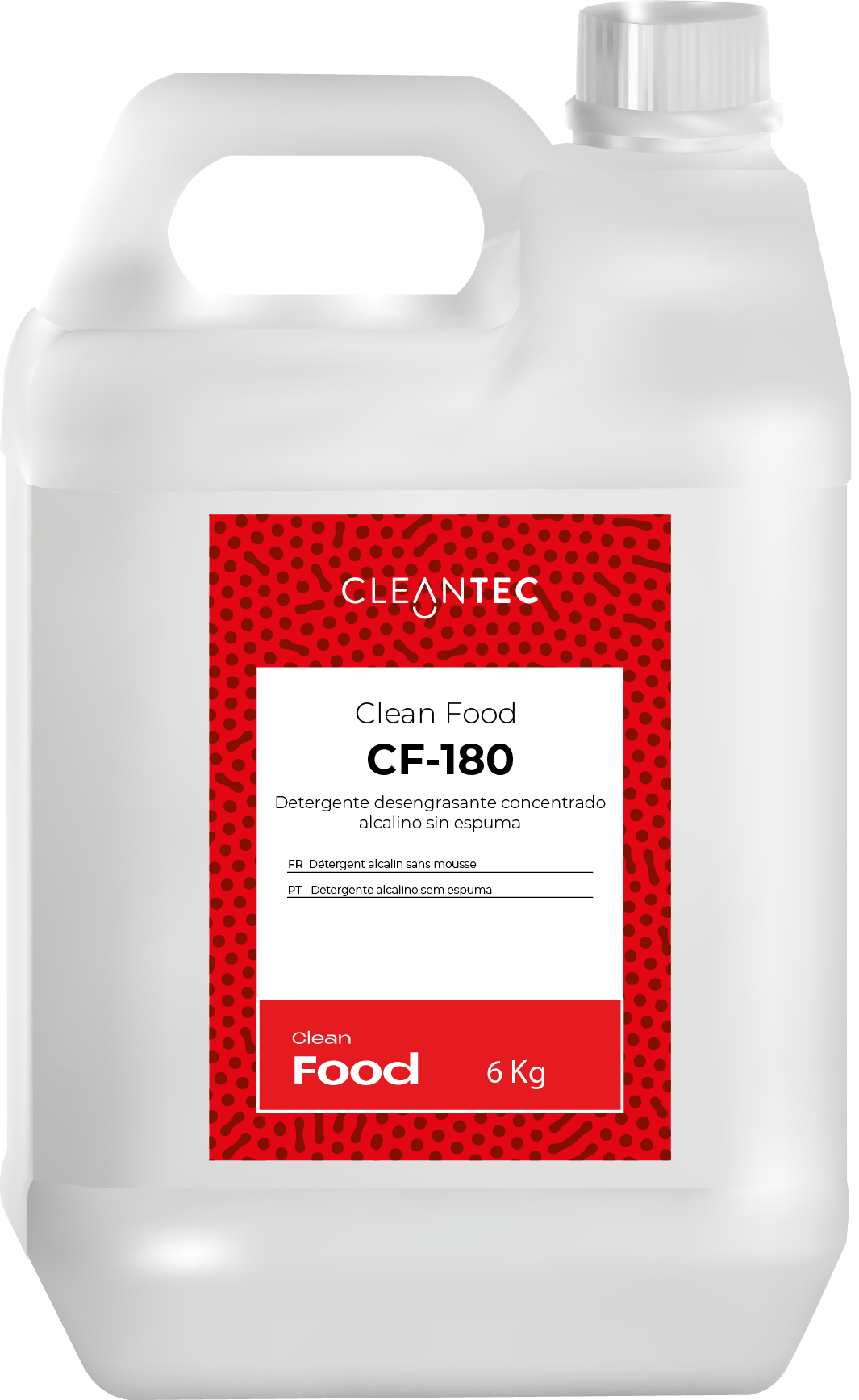 CLEAN FOOD CF-180 es un detergente alcalino de color rojo intenso, formulado especialmente para sistemas de lavado automático en entornos de la industria alimentaria. Su alto poder desengrasante elimina eficazmente residuos orgánicos, grasas y restos de proteína en maquinaria, cintas transportadoras, paredes y suelos. Su coloración permite un control visual del producto durante la aplicación, asegurando una cobertura total. Ideal para planes de limpieza y desinfección exigentes. Venta exclusiva para profesionales. Producto de uso profesional, no apto para uso doméstico.