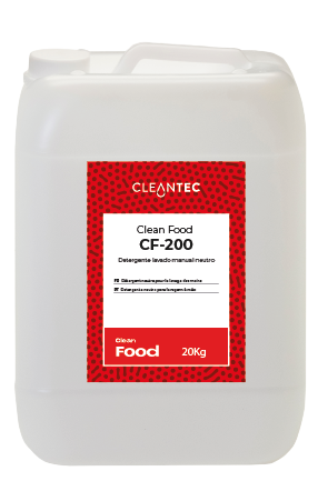 CLEAN FOOD CF-200 es un detergente neutro especialmente formulado para el lavado manual de utensilios, menaje y superficies en la industria alimentaria. Su fórmula equilibrada garantiza una limpieza eficaz sin dañar materiales delicados como aluminio, plástico o acero inoxidable. Produce una espuma estable y fácil de enjuagar, eliminando grasa ligera, restos orgánicos y suciedad común con total seguridad. Ideal para cocinas industriales, obradores, restaurantes y áreas de preparación de alimentos. Venta exclusiva para profesionales. Producto de uso profesional, no apto para uso doméstico.