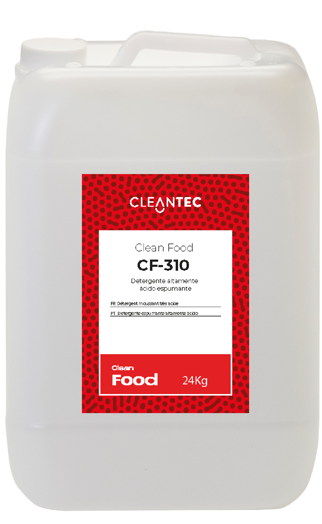 CLEAN FOOD CF-310 es un detergente espumante de carácter altamente ácido, diseñado para eliminar incrustaciones calcáreas, residuos minerales y óxidos en superficies de la industria alimentaria. Su fórmula genera una espuma densa y adherente que prolonga el tiempo de contacto y mejora la eficacia en superficies verticales o de difícil acceso. Ideal para limpiar suelos, paredes, maquinaria y estructuras de acero inoxidable expuestas a aguas duras o procesos térmicos. Venta exclusiva para profesionales. Producto de uso profesional, no apto para uso doméstico.