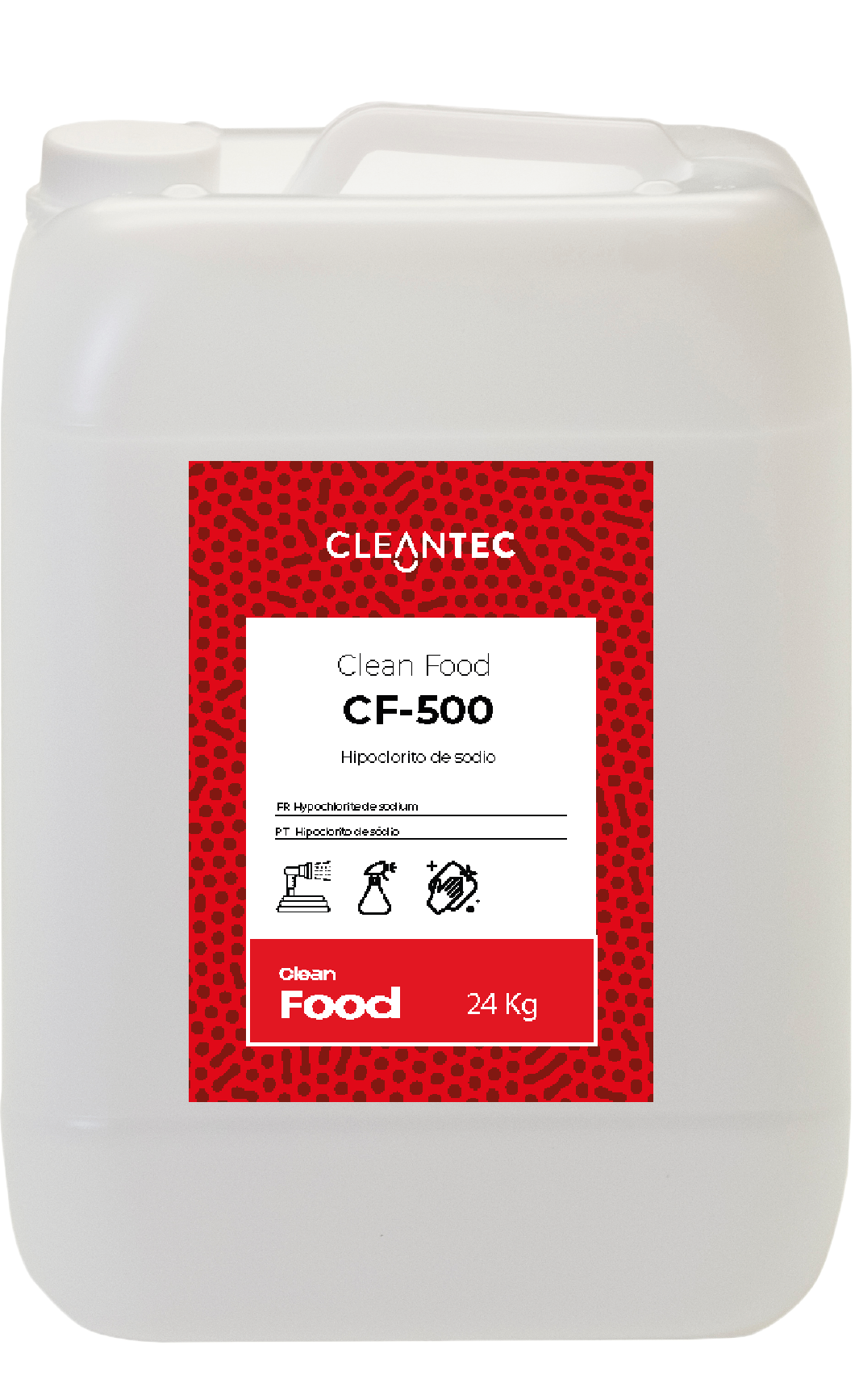 CLEAN FOOD CF-500 es un desinfectante líquido a base de cloro activo, formulado específicamente para la industria alimentaria. Su elevada eficacia frente a bacterias, virus y hongos lo convierte en una solución ideal para la desinfección de superficies de contacto alimentario, utensilios, equipos y circuitos CIP. Puede aplicarse por inmersión, aspersión o circulación. Garantiza un alto nivel de higiene cumpliendo con los estándares exigidos en entornos con protocolo APPCC. Venta exclusiva para profesionales. Producto de uso profesional, no apto para uso doméstico.