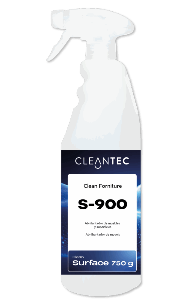 CLEAN FORNITURE S-900 es un abrillantador profesional para muebles y superficies de madera, fórmica, laminados y barnices sintéticos, formulado para realzar el brillo, proteger y repeler el polvo. Su aplicación deja una película protectora no grasa que resalta el color natural y proporciona un acabado uniforme, sedoso y duradero. Ideal para oficinas, salas de reuniones, hoteles, tiendas, mobiliario institucional y entornos que requieran una presentación impecable. Recomendado para uso profesional en mantenimiento diario o detallado. Venta exclusiva para profesionales. Producto de uso profesional, no apto para uso doméstico.