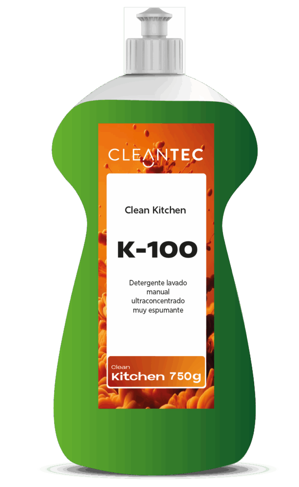 CLEAN KITCHEN DISHES K-100 es un detergente concentrado para lavado manual de vajilla, con efecto higienizante y alto poder desengrasante. Formulado para eliminar eficazmente restos de grasa, almidón y residuos orgánicos, incluso en agua fría, dejando vajilla, utensilios y cristalería limpios, brillantes y sin residuos. Genera una espuma densa y duradera, ideal para uso intensivo en cocinas profesionales. Su fórmula incluye agentes higienizantes que refuerzan la limpieza en ambientes alimentarios. Venta exclusiva para profesionales. Producto de uso profesional, no apto para uso doméstico.