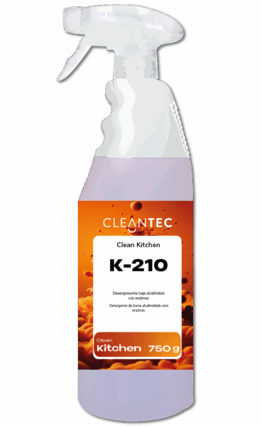 CLEAN KITCHEN K-210 es un desengrasante profesional de baja alcalinidad, formulado para limpiezas delicadas donde se requiere eficacia sin agresividad química. Ideal para superficies sensibles como aluminio, metales blandos y zonas pintadas, elimina eficazmente grasas ligeras, restos orgánicos y suciedad ambiental sin dañar los materiales. Apto para cocinas profesionales, obradores y superficies de preparación alimentaria. Compatible con aplicaciones manuales o por pulverización. Venta exclusiva para profesionales. Producto de uso profesional, no apto para uso doméstico.