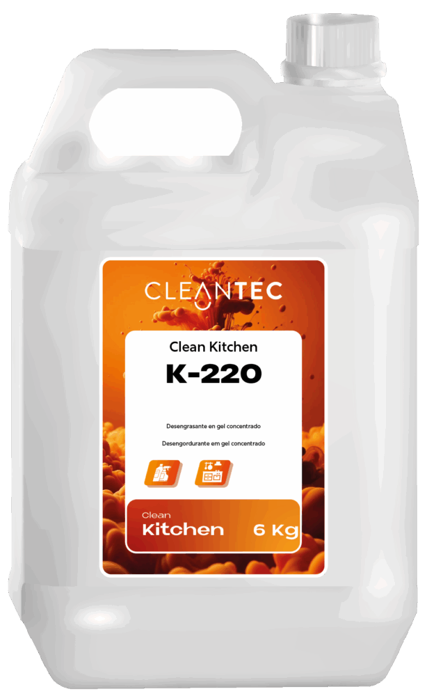 Enérgico desengrasante alcalino en gel altamente concentrado, ideal para eliminar la suciedad y grasa más persistente en elementos de cocina.