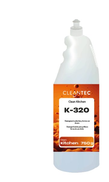 CLEAN KITCHEN K-320 es un desengrasante de uso directo, especialmente formulado para la limpieza rápida y eficaz de planchas, hornos, freidoras y superficies muy sucias sin necesidad de dilución. Su potente acción alcalina disuelve grasas carbonizadas y residuos cocinados, incluso en superficies calientes, restaurando el brillo original del acero. Ideal para limpiezas diarias en cocinas profesionales, restaurantes y colectividades con alta rotación. Aplicación directa con pulverizador o brocha. Venta exclusiva para profesionales. Producto de uso profesional, no apto para uso doméstico.