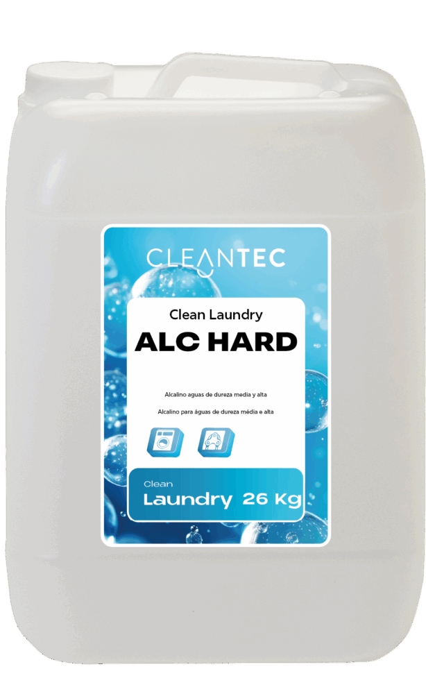 CLEAN LAUNDRY ALC HARD es un aditivo alcalino concentrado, formulado para maximizar el rendimiento del lavado en condiciones de aguas de dureza media y alta. Eleva el pH de forma controlada, mejorando la acción de detergentes principales y potenciando la eliminación de grasas, manchas incrustadas y residuos orgánicos. Evita incrustaciones calcáreas y mantiene el equilibrio químico del baño de lavado. Ideal para lavanderías industriales, hostelería y colectividades con suministro de agua no tratada. Venta exclusiva para profesionales. Producto de uso profesional, no apto para uso doméstico.