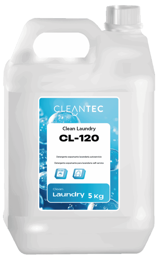 CLEAN LAUNDRY CL-120 es un detergente espumante concentrado, formulado específicamente para lavanderías autoservicio y colectividades. Combina poder desengrasante y acción perfumante, garantizando una limpieza profunda en todo tipo de prendas, incluso en ciclos cortos. Su espuma controlada protege los tejidos durante el lavado, respetando colores y fibras. Ideal para ropa de uso diario, mantelería y uniformes. Compatible con aguas de distintas durezas y programas automáticos. Venta exclusiva para profesionales. Producto de uso profesional, no apto para uso doméstico.