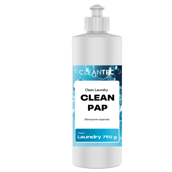 CLEAN LAUNDRY PAP es un blanqueante oxigenado de última generación, formulado para procesos de lavado a baja temperatura en lavanderías industriales. Su contenido en peróxidos activados permite eliminar manchas orgánicas difíciles (vino, café, sangre, fruta, etc.) sin dañar los tejidos ni afectar los colores. Aporta una acción higienizante adicional, ideal para ropa de hostelería, hospitales y colectividades. Compatible con detergentes líquidos y sólidos. Eficaz desde 30 °C. Venta exclusiva para profesionales. Producto de uso profesional, no apto para uso doméstico.