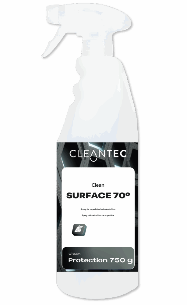 CLEAN SURFACE 70% es un higienizante hidroalcohólico de acción rápida, formulado con 70% de alcohol para la desinfección eficaz de superficies en contacto frecuente. Evapora rápidamente sin dejar residuos, lo que lo hace ideal para mesas, mostradores, pomos, teclados, maquinaria y zonas comunes. Recomendado para entornos donde se requiere higiene constante y aplicación frecuente, como oficinas, centros sanitarios, hostelería, comercios y transporte público. No necesita aclarado. Venta exclusiva para profesionales. Producto de uso profesional, no apto para uso doméstico.