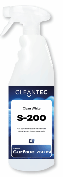 CLEAN WHITE S-200 es un gel limpiador clorado de alta concentración, formulado para la limpieza y desinfección profunda de superficies lavables. Su textura en gel permite una mayor adherencia y tiempo de contacto, optimizando la acción del cloro activo sobre grasas, residuos orgánicos, manchas difíciles y contaminantes microbiológicos. Ideal para baños, cocinas industriales, suelos, azulejos y zonas de alto riesgo higiénico. Compatible con protocolos de limpieza y desinfección profesional. Venta exclusiva para profesionales. Producto de uso profesional, no apto para uso doméstico.