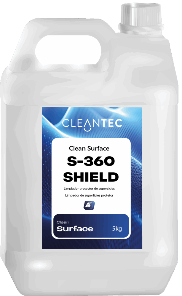 CLEAN SURFACE S-360 SHIELD es un limpiador protector de uso profesional, formulado para limpiar en profundidad y dejar una capa protectora invisible que repele la suciedad, el polvo y la humedad. Ideal para superficies como acero inoxidable, plásticos técnicos, laminados, cerámica, vidrio y madera tratada, facilita la limpieza posterior y prolonga la buena apariencia de los materiales. Recomendado para oficinas, cocinas industriales, ascensores, centros sanitarios y todo tipo de mobiliario expuesto a uso intensivo. Venta exclusiva para profesionales. Producto de uso profesional, no apto para uso doméstico.