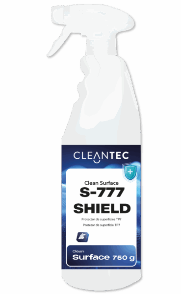 CLEAN SURFACE S-777 SHIELD es un protector profesional para superficies lavables, formulado para crear una película invisible y resistente que repele suciedad, humedad y residuos orgánicos. Su uso regular facilita la limpieza diaria y prolonga el buen estado de materiales como acero inoxidable, plásticos técnicos, madera tratada, cerámica y superficies sintéticas. Ideal para oficinas, cocinas industriales, salas blancas, centros sanitarios y colectividades que requieran un mantenimiento continuo con acabado impecable. Venta exclusiva para profesionales. Producto de uso profesional, no apto para uso doméstico.