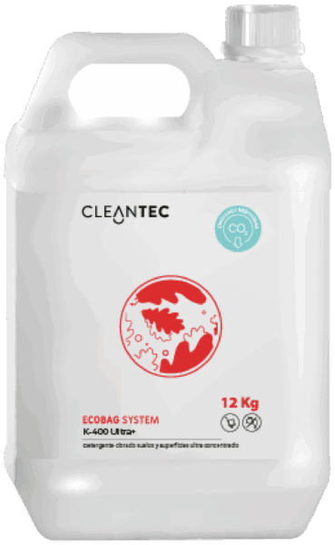 ECOBAG SYSTEM CHLOR K-400 PLUS es un detergente clorado de alta eficacia, formulado para la limpieza y desinfección de suelos y superficies en entornos profesionales. Elimina eficazmente materia orgánica, grasas y microorganismos, ofreciendo un alto nivel higiénico en cocinas, industria alimentaria y colectividades. Actúa como limpiador y desinfectante en una sola pasada. Formato ECOBAG para dosificación segura y responsable. Venta exclusiva para profesionales. Producto de uso profesional, no apto para uso doméstico.