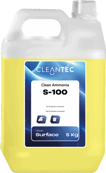 CLEAN AMMONIA S-100 es un gel limpiador amoniacal de alto poder desengrasante, formulado para la limpieza profunda de superficies lavables en entornos profesionales. Su textura en gel mejora la adherencia a las superficies, aumentando el tiempo de contacto y la eficacia en la eliminación de grasas, suciedad incrustada y restos orgánicos. Ideal para cocinas industriales, baños, azulejos, fregaderos, suelos y mobiliario de trabajo. Deja una sensación de frescura y limpieza intensa. Venta exclusiva para profesionales. Producto de uso profesional, no apto para uso doméstico.