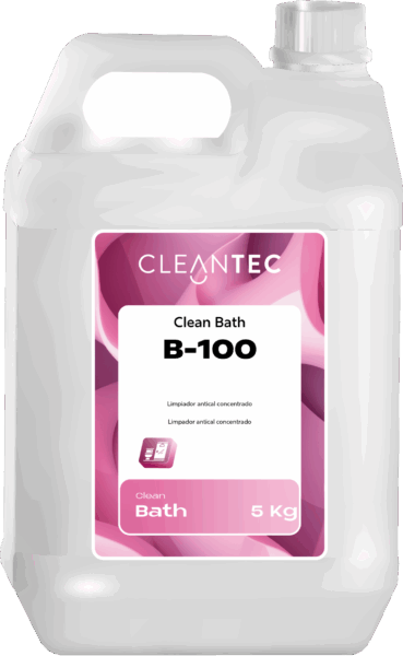CLEAN BATH B-100 es un limpiador antical de uso profesional, diseñado para la limpieza diaria de baños, mamparas, griferías y otras superficies expuestas a la humedad y acumulación de cal. Su fórmula especializada actúa de forma rápida y eficaz, eliminando restos de cal y jabón sin dañar los materiales tratados. Ideal para mantener los espacios brillantes, limpios y libres de marcas. Aporta un acabado reluciente y fresco, adecuado para entornos exigentes que requieren una higiene constante. Venta exclusiva para profesionales. Producto de uso profesional, no apto para uso doméstico.
