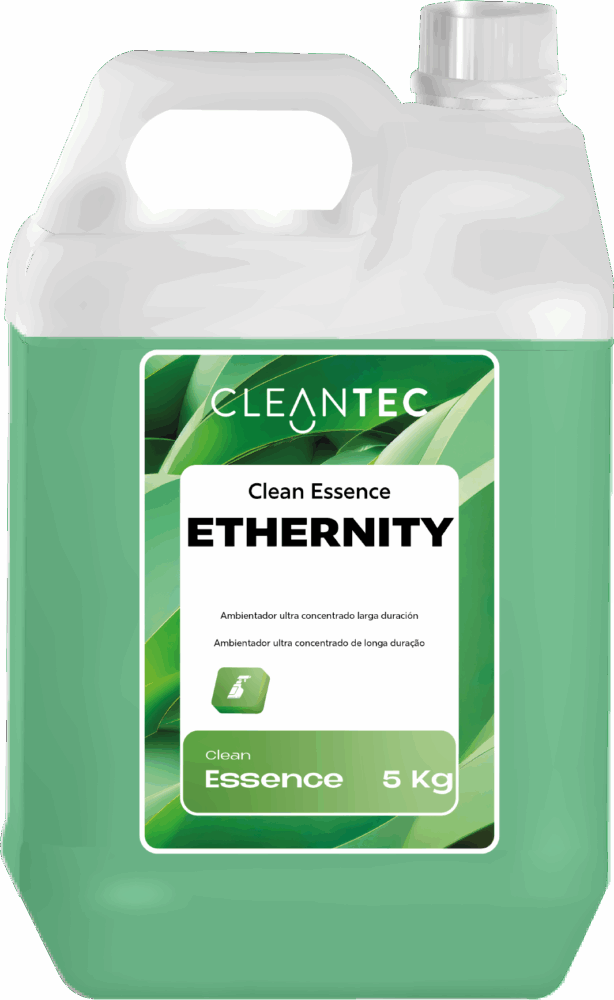 CLEAN ESSENCE ETHERNITY es un ambientador ultraconcentrado de larga duración que combina una fragancia envolvente y sofisticada con una fórmula de máxima persistencia. Diseñado para transformar ambientes cerrados en espacios agradables y memorables, neutraliza eficazmente olores indeseados con solo unas gotas, dejando un aroma limpio y elegante durante días. Ideal para su uso en vehículos, oficinas, zonas comerciales y áreas de atención al cliente. Venta exclusiva para profesionales. Producto de uso profesional, no apto para uso doméstico.