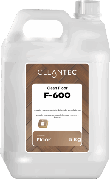 CLEAN FLOOR F-600 es un limpiador neutro concentrado con efecto abrillantador, especialmente formulado para el mantenimiento de suelos delicados como mármol, terrazo y superficies calcáreas. Limpia eficazmente sin agredir el material, realzando su brillo natural y dejando un acabado uniforme y elegante. Ideal para uso frecuente en hoteles, oficinas, clínicas y espacios donde se requiere una imagen impecable. Compatible con sistemas de fregado manual y automático. Venta exclusiva para profesionales. Producto de uso profesional, no apto para uso doméstico.