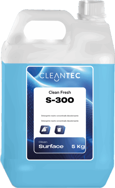 CLEAN FRESH S-300 es un detergente neutro concentrado con acción desodorizante, formulado para la limpieza general de superficies lavables dejando un ambiente fresco y agradable. Elimina eficazmente suciedad ligera, restos orgánicos y malos olores, sin dañar materiales delicados como mármol, cerámica, vinilo, acero inoxidable o madera barnizada. Ideal para oficinas, centros educativos, instalaciones deportivas, hostelería y zonas comunes de alto tránsito. Su uso regular contribuye a mantener una sensación constante de higiene y bienestar. Venta exclusiva para profesionales. Producto de uso profesional, no apto para uso doméstico.
