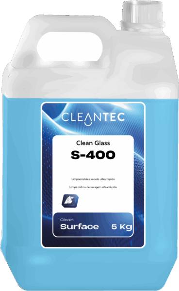 CLEAN GLASS S-400 es un limpiador profesional para cristales y superficies vitrificadas, formulado para ofrecer un secado ultrarrápido y sin marcas, incluso en condiciones de humedad o temperaturas variables. Elimina de forma eficaz polvo, huellas, grasa ligera y residuos ambientales, dejando una superficie brillante y completamente transparente. Ideal para ventanas, vitrinas, espejos, mamparas y superficies acristaladas en oficinas, comercios, hoteles y entornos sanitarios. No requiere aclarado. Venta exclusiva para profesionales. Producto de uso profesional, no apto para uso doméstico.