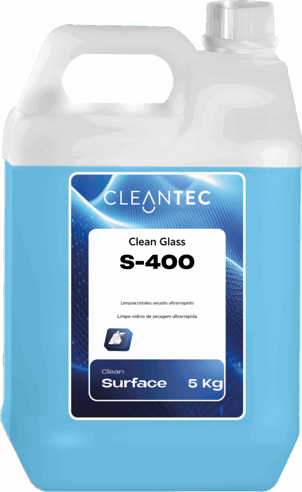 CLEAN GLASS S-400 es un limpiador profesional para cristales y superficies vitrificadas, formulado para ofrecer un secado ultrarrápido y sin marcas, incluso en condiciones de humedad o temperaturas variables. Elimina de forma eficaz polvo, huellas, grasa ligera y residuos ambientales, dejando una superficie brillante y completamente transparente. Ideal para ventanas, vitrinas, espejos, mamparas y superficies acristaladas en oficinas, comercios, hoteles y entornos sanitarios. No requiere aclarado. Venta exclusiva para profesionales. Producto de uso profesional, no apto para uso doméstico.