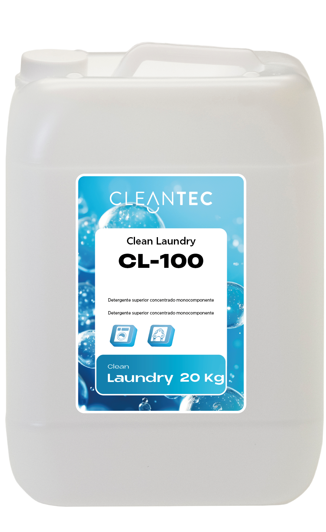 CLEAN LAUNDRY CL-100 es un detergente líquido superior, concentrado y monocomponente, diseñado para lavanderías profesionales y autoservicio que buscan la máxima eficacia en un solo producto. Su fórmula avanzada elimina todo tipo de suciedad —orgánica, grasa y pigmentaria— sin necesidad de complementos adicionales, cuidando las fibras y respetando los colores. Eficaz incluso en agua fría y ciclos cortos. Ideal para hoteles, colectividades, residencias y lavanderías con alta rotación. Venta exclusiva para profesionales. Producto de uso profesional, no apto para uso doméstico.