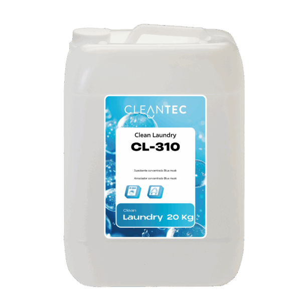 CLEAN LAUNDRY CL-310 es un suavizante concentrado profesional, con una sofisticada fragancia Blue Musk, diseñada para dejar los tejidos suaves, perfumados y con una agradable sensación de frescura prolongada. Su fórmula suaviza las fibras, reduce la electricidad estática y facilita el planchado, aportando un acabado cuidado incluso tras múltiples lavados. Ideal para lavanderías autoservicio, hoteles, residencias y colectividades que buscan calidad y aroma duradero. Venta exclusiva para profesionales. Producto de uso profesional, no apto para uso doméstico.