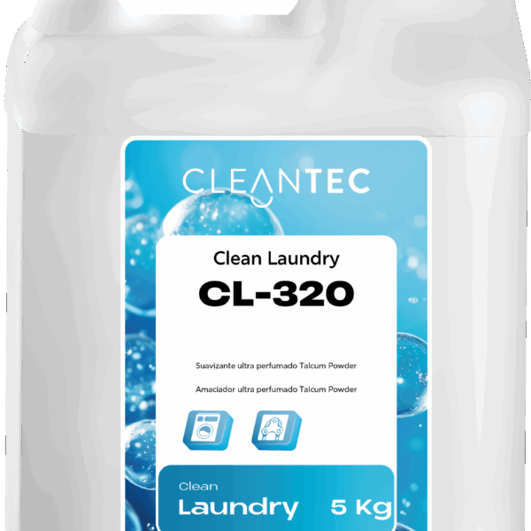 CLEAN LAUNDRY CL-320 es un suavizante profesional ultra perfumado, con una delicada y duradera fragancia a talcum powder, ideal para aportar una sensación de limpieza suave, clásica y reconfortante en todo tipo de prendas. Su fórmula suaviza las fibras, reduce la electricidad estática y facilita el planchado, dejando un aroma persistente incluso tras el secado. Especialmente indicado para ropa de cama, toallas y textiles de uso frecuente en hostelería, colectividades y lavanderías autoservicio. Venta exclusiva para profesionales. Producto de uso profesional, no apto para uso doméstico.