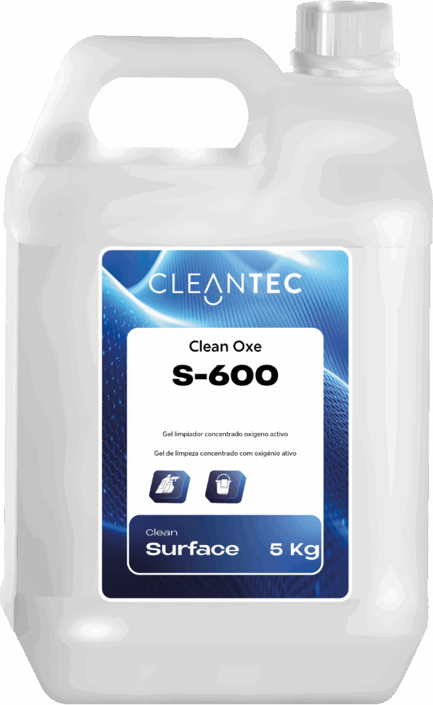 CLEAN OXE S-600 es un gel limpiador profesional con oxígeno activo, formulado para ofrecer acción limpiadora, blanqueante e higienizante en una sola aplicación. Su textura en gel mejora el tiempo de contacto y la eficacia del oxígeno activo sobre superficies lavables, eliminando manchas, restos orgánicos y malos olores sin dejar residuos agresivos. Ideal para baños, cocinas, juntas de azulejos, suelos y zonas críticas donde se requiera limpieza profunda sin cloro. Recomendado para colectividades, hostelería, centros sanitarios y espacios de alto tránsito. Venta exclusiva para profesionales. Producto de uso profesional, no apto para uso doméstico.