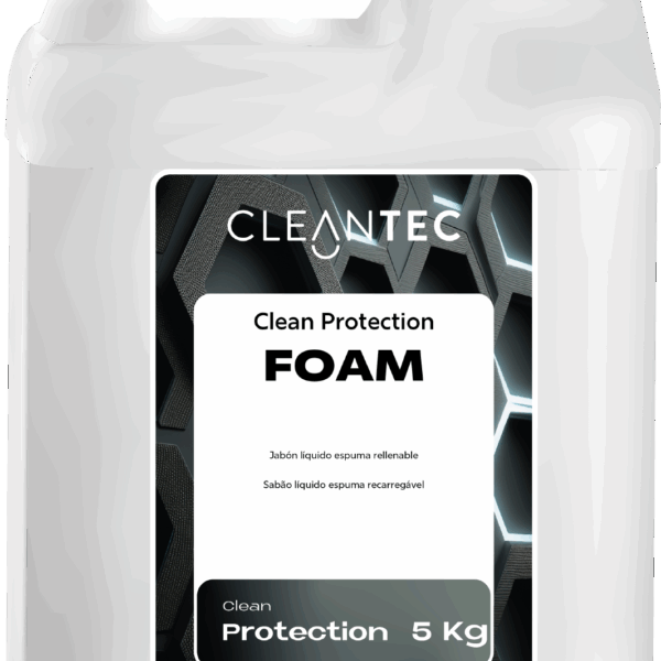 CLEAN PROTECTION FOAM es un jabón líquido formulado para dispensadores de espuma rellenables, ideal para la higiene frecuente de manos en entornos profesionales. Su fórmula genera una espuma densa y cremosa que limpia suavemente sin resecar la piel, favoreciendo el uso continuado gracias a su textura agradable y su eficacia limpiadora. Recomendado para oficinas, centros educativos, instalaciones deportivas, colectividades y espacios de alta rotación. Venta exclusiva para profesionales. Producto de uso profesional, no apto para uso doméstico.