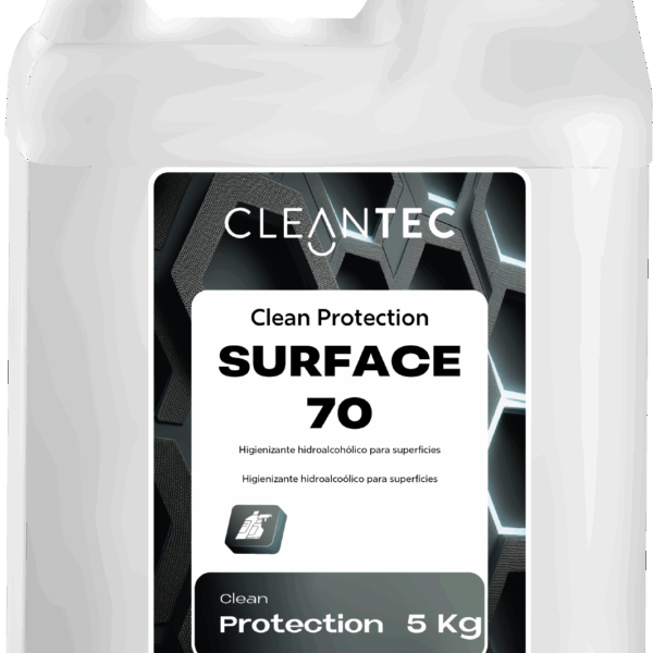 CLEAN SURFACE 70% es un higienizante hidroalcohólico de acción rápida, formulado con 70% de alcohol para la desinfección eficaz de superficies en contacto frecuente. Evapora rápidamente sin dejar residuos, lo que lo hace ideal para mesas, mostradores, pomos, teclados, maquinaria y zonas comunes. Recomendado para entornos donde se requiere higiene constante y aplicación frecuente, como oficinas, centros sanitarios, hostelería, comercios y transporte público. No necesita aclarado. Venta exclusiva para profesionales. Producto de uso profesional, no apto para uso doméstico.