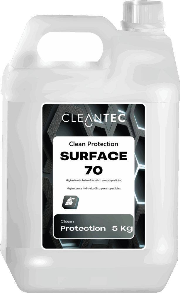 CLEAN SURFACE 70% es un higienizante hidroalcohólico de acción rápida, formulado con 70% de alcohol para la desinfección eficaz de superficies en contacto frecuente. Evapora rápidamente sin dejar residuos, lo que lo hace ideal para mesas, mostradores, pomos, teclados, maquinaria y zonas comunes. Recomendado para entornos donde se requiere higiene constante y aplicación frecuente, como oficinas, centros sanitarios, hostelería, comercios y transporte público. No necesita aclarado. Venta exclusiva para profesionales. Producto de uso profesional, no apto para uso doméstico.