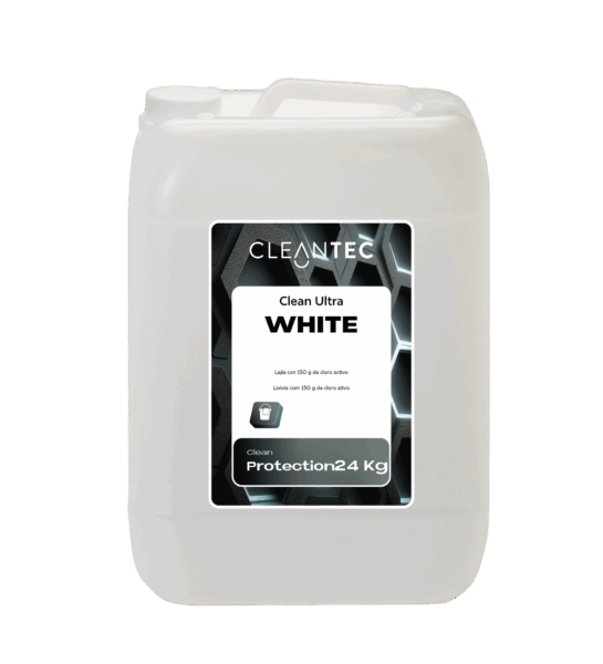 CLEAN ULTRA WHITE es una lejía profesional de alta concentración, formulada con 150 g de cloro activo por litro para garantizar una acción desinfectante, blanqueante y desodorizante eficaz en entornos que requieren máxima higiene. Elimina microorganismos, manchas orgánicas y malos olores en superficies, tejidos blancos resistentes y sistemas de saneamiento. Ideal para su uso en lavanderías, cocinas industriales, colectividades, instalaciones sanitarias e industria alimentaria. Venta exclusiva para profesionales. Producto de uso profesional, no apto para uso doméstico.