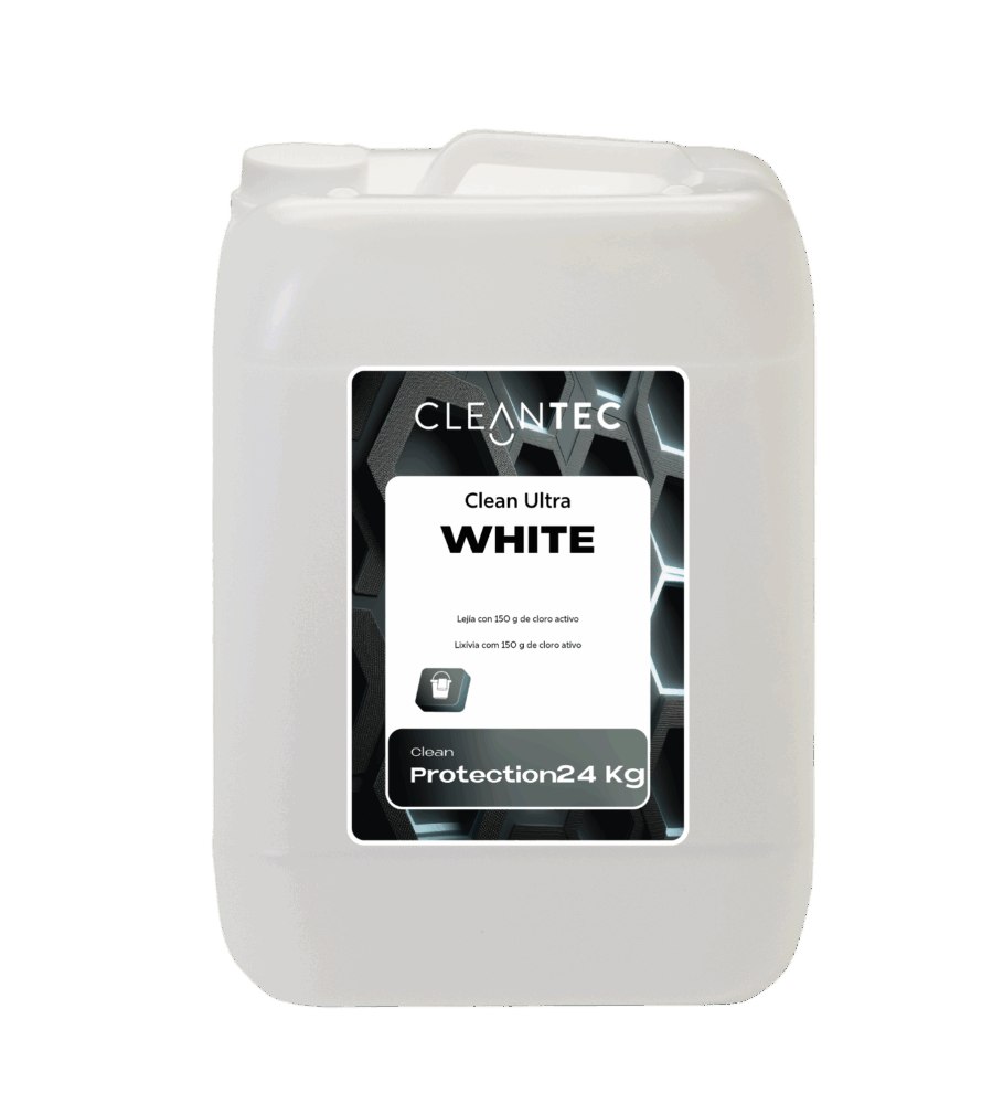CLEAN ULTRA WHITE es una lejía profesional de alta concentración, formulada con 150 g de cloro activo por litro para garantizar una acción desinfectante, blanqueante y desodorizante eficaz en entornos que requieren máxima higiene. Elimina microorganismos, manchas orgánicas y malos olores en superficies, tejidos blancos resistentes y sistemas de saneamiento. Ideal para su uso en lavanderías, cocinas industriales, colectividades, instalaciones sanitarias e industria alimentaria. Venta exclusiva para profesionales. Producto de uso profesional, no apto para uso doméstico.