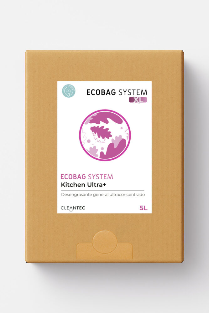 ECOBAG SYSTEM XL KITCHEN ULTRA+ es un desengrasante ultra concentrado de uso general, formulado para eliminar grasa y residuos orgánicos en cocinas industriales, utensilios, superficies de trabajo y equipos de cocina. Su acción desengrasante actúa rápidamente, facilitando la limpieza en entornos de alto rendimiento. Compatible con el sistema ECOBAG, optimiza la dosificación y reduce el desperdicio. Venta exclusiva para profesionales. Producto de uso profesional, no apto para uso doméstico.