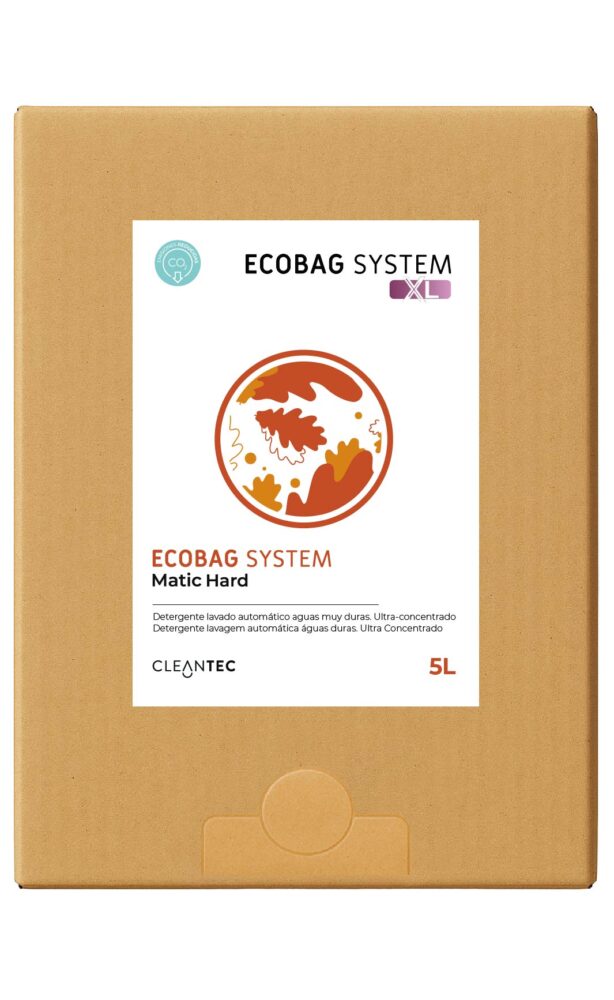ECOBAG SYSTEM XL MATIC HARD es un detergente automático ultraconcentrado, formulado para aguas duras, que elimina grasas, residuos de alimentos y manchas difíciles sin dejar residuos. Apta para lavavajillas industriales y entornos con agua dura. Proporciona una limpieza eficaz y asegura el brillo de la vajilla. Ideal para entornos de alta demanda como hoteles, restaurantes y comedores industriales. El sistema ECOBAG permite una dosificación precisa y sostenible. Venta exclusiva para profesionales. Producto de uso profesional, no apto para uso doméstico.