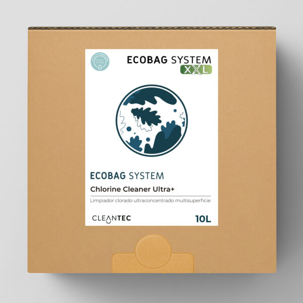 ECOBAG SYSTEM XL CHLORINE CLEANER ULTRA+ es un limpiador clorado higienizante ultraconcentrado, formulado para eliminar manchas, grasa y residuos orgánicos, a la vez que desinfecta superficies en áreas profesionales como cocinas, baños, y zonas de manipulación alimentaria. Su acción potente garantiza un alto nivel higiénico en una sola pasada. El sistema ECOBAG asegura una dosificación precisa y optimiza el uso del producto. Venta exclusiva para profesionales. Producto de uso profesional, no apto para uso doméstico.