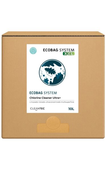 ECOBAG SYSTEM XL CHLORINE CLEANER ULTRA+ es un limpiador clorado higienizante ultraconcentrado, formulado para eliminar manchas, grasa y residuos orgánicos, a la vez que desinfecta superficies en áreas profesionales como cocinas, baños, y zonas de manipulación alimentaria. Su acción potente garantiza un alto nivel higiénico en una sola pasada. El sistema ECOBAG asegura una dosificación precisa y optimiza el uso del producto. Venta exclusiva para profesionales. Producto de uso profesional, no apto para uso doméstico.