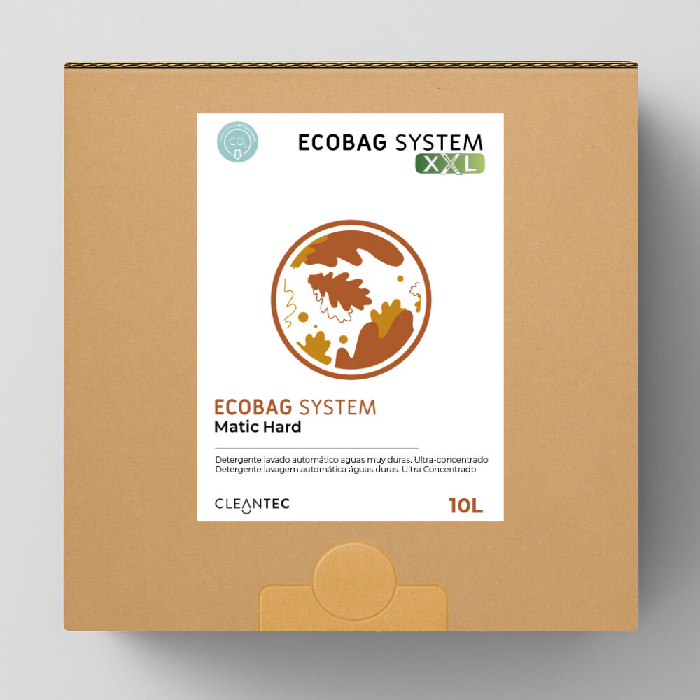 ECOBAG SYSTEM XXL MATIC HARD es un detergente automático ultraconcentrado en formato XXL, formulado para aguas duras, que elimina eficazmente grasas, restos de comida y manchas difíciles sin dejar residuos ni afectando el brillo de la vajilla. Ideal para sistemas de lavado automático de alto volumen y entornos de trabajo de gran exigencia. El sistema ECOBAG permite una dosificación precisa que optimiza el consumo y mejora la eficiencia operativa. Venta exclusiva para profesionales. Producto de uso profesional, no apto para uso doméstico.
