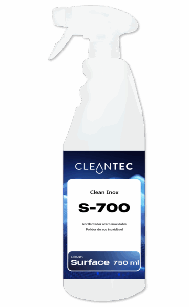 CLEAN INOX S-700 es un abrillantador y protector profesional formulado para el mantenimiento de superficies de acero inoxidable en entornos de alta exigencia. Elimina huellas, grasa ligera y marcas de agua, dejando una película protectora brillante y antihuellas que realza el aspecto del acero y facilita su limpieza futura. Ideal para campanas, frigoríficos, hornos, ascensores, barandillas y mobiliario de acero en cocinas industriales, hoteles, hospitales, oficinas y comercios. No requiere aclarado. Venta exclusiva para profesionales. Producto de uso profesional, no apto para uso doméstico.